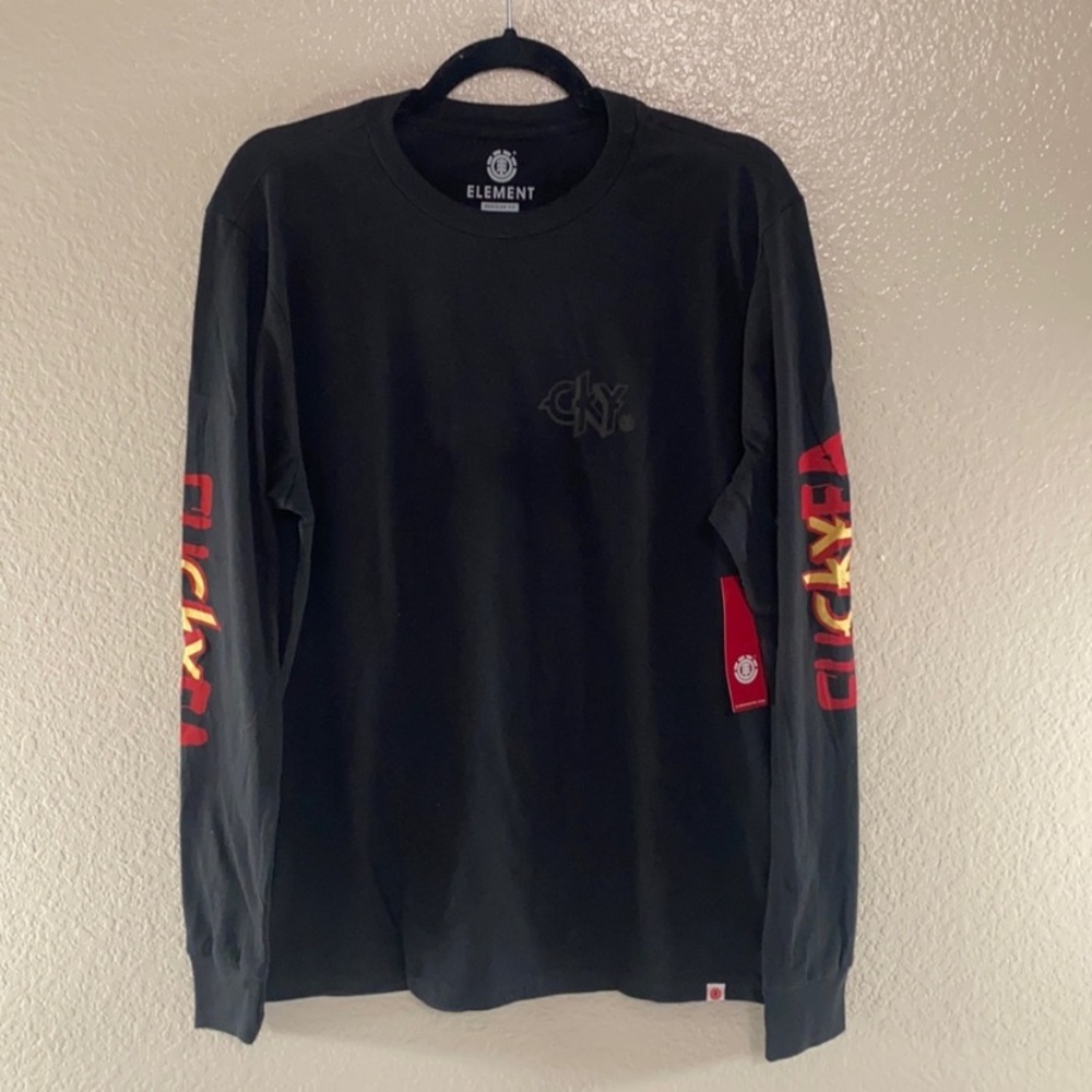 Element Mens Black Long Sleeve Shirt 100% Cotton Medium NWT